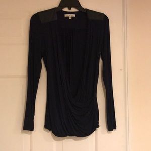 Wrap navy jersey top